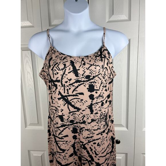 Soft Stretchy Sleeveless Cream Black Splatter Paint Flare Leg Jumpsuit Medium - Picture 3 of 8